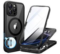 BERFY Coque magnétique pour iPhone 16 Pro Max, compatible avec MagSafe, [Protection d'écran en verre trempé 9H intégrée et protection d'appareil photo améliorée] Coque de téléphone intégrale antichoc