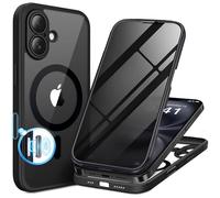 BERFY Coque pour iPhone 16 Plus, compatible avec MagSafe, protecteur d'écran de confidentialité intégré et protection d'appareil photo, coque de téléphone intégrale anti-espion de 6,7", noir