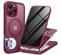 BERFY Coque pour iPhone 16 Pro Max, compatible avec MagSafe, protecteur d'écran de confidentialité intégré et protection d'appareil photo, coque de téléphone anti-espion intégrale antichoc pour 16 Pro