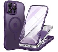 BERFY Coque pour iPhone 16 Pro Max pour femmes et filles, [compatible avec MagSafe] [protecteur d'écran en verre intégré et protection d'appareil photo] Coque de téléphone intégrale mate ondulée