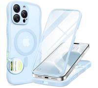 BERFY Coque pour iPhone 16 Pro Max pour femmes et filles, compatible avec MagSafe, protection d'écran en verre intégré et protection d'appareil photo, coque de téléphone intégrale mate ondulée