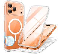 BERFY Coque pour iPhone 17 Pro Max, compatible avec MagSafe, protection d'écran en verre trempé 9H intégrée et protection d'appareil photo, coque intégrale antichoc pour 17 Pro Max 6,9", transparente
