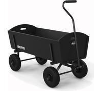 BERG Chariot à pédales L Noir avec panneaux en bois