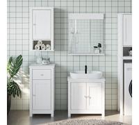 Berg Ensemble de meubles de salle de bain 4 pièces en pin massif avec