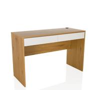 hjh Living – Bureau BERGA 120 x 50 cm, 2 tiroirs, panneau de particules mélaminé – Blanc/Chêne