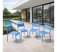 Bergame ensemble de 4 chaises de jardin empilables bleues