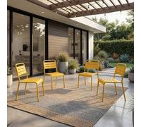 Bergame ensemble de 4 chaises de jardin empilables jaunes