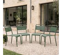Bergame ensemble de 4 chaises de jardin empilables vertes