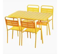Bergame - Ensemble Table De Jardin 120 Cm Et 4 Chaises Jaune