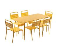 Concept Usine – Ensemble table de jardin Bergame 160 cm, 6 chaises – Jaune