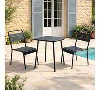 Bergame ensemble table de jardin carrée 50cm et 2 chaises