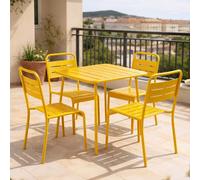 Bergame - Ensemble Table De Jardin Carrée 70cm Et 4 Chaises Jaune