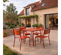 Bergame ensemble table de jardin carrée 70cm et 4 chaises terracotta
