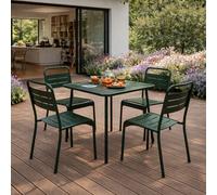 CONCEPT USINE | Salon de Jardin BERGAME 4 Places Acier Vert | Grand Salon Extérieur Convivial | Mobilier Jardin Terrasse Piscine | 70 cm | Résistance Soleil & Intempéries | Premium Design Convivial