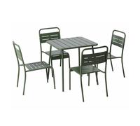 Bergame - Ensemble Table De Jardin Carrée 70cm Et 4 Chaises Vert