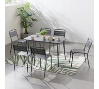 Ensemble Table Et Chaises Gris Foncé 4-6 Places Gris