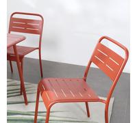 CONCEPT USINE | Lot de 4 Chaises Salon de Jardin Repas BERGAME Terracotta | Empilables | Acier Anti-Corrosion Finition Poudrée | Design Moderne | Résistantes UV & Intempéries | Extérieur Terrasse