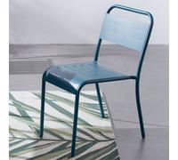 Lot De 6 Chaises En Acier Bleu Bergame Bleu