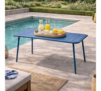CONCEPT USINE | Table de Jardin BERGAME 6 Places 120 cm Acier Bleu | Grande Table Repas Extérieure | Mobilier Jardin Terrasse Piscine | Résistance Soleil & Intempéries | Premium Design Convivial