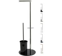 Bergamo Porte-Rouleau Wc Brosse Wc En Acier Inoxydable Et Verre Support Noir 3 En 1