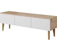 BERGEN Chêne scandinave Armoire RTV, table TV, commode TV, 1503D, trois portes, couleur chêne ARTISAN, 150x48x37 cm, façades blanches