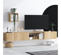 Meuble Tv Avec Rangements Imitation Chêne Clair Bergen Marron