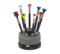 BERGEON - 6899-S09 - Socle tournant avec 9 tournevis d'horloger en inox et grip caoutchouc