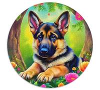 Berger Allemand 1000 Piece Pet Chien Puzzle Rond, pour Enfants Adulte De Forme Irrégulière, Unique Jigsaw pour La Famille Amis De Qualité Supérieure 1000pcs (67.5x67.5cm)