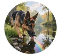 Berger Allemand 1000 Pièces Puzzle Animal de Compagnie Chien Puzzles Circulaires pour Adultes Et Enfants Classiques Jeux De Défi Uniques Décompression 1000pcs (67.5x67.5cm)