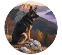 Berger Allemand 1000 Pièces Puzzle Animal de Compagnie Chien Puzzles Circulaires pour Adultes Et Enfants Classiques l'art De La Décoration Moderne Décompression 1000pcs (67.5x67.5cm)