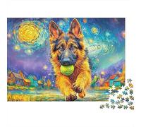 Berger Allemand 1000 Pièces Puzzle Impossible Belle Décoration Familiale GSD avec Boule Puzzle Jouets De Jeu pour Adultes Et Enfants 70x50cm/1000pcs