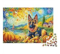 Berger Allemand 1000 Pièces Puzzle Unique Jeu Cadeau Unique GSD dans Les citrouilles & Sunflowers Puzzle Jouets De Difficiles pour Adultes Et Enfants 70x50cm/1000pcs