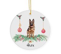 Berger Allemand Céramique Ornements De Noël, avec Ficelle Céramique À Suspendre 7.3Cm Ornement Noel