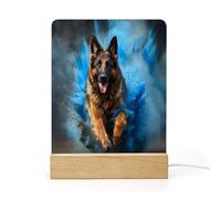 Berger Allemand Chien Veilleuse LED Illusion Lampe De Table Pour Enfants Cadeau D’anniversaire Acrylique Table Lumière Lampe De Chambre USB Bébé Lampe De Nuit avec Base En Bois