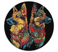 Berger Allemand Circulaire Puzzle Convient pour Adultes Et Enfants 1000 Pièces Animal de Compagnie Mignon Fun Défiant Jeu Éducatif Décoration Maison Unique (67.5x67.5cm)