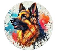 Berger Allemand Circulaire Puzzle Convient pour Adultes Et Enfants 1000 Pièces Animal de Compagnie Mignon Fun Défiant Jeu Éducatif Décoration Maison Unique (67.5x67.5cm)