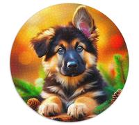 Berger Allemand Circulaire Puzzle Convient pour Adultes Et Enfants 1000 Pièces, Animal de Compagnie Mignon Fun Défiant Jeu Éducatif Décoration Maison Unique (67.5x67.5cm)
