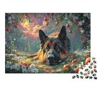 Berger Allemand dans Le verger de Pommes Puzzle Défi 1000 Pièces pour Adultes, Jeux Éducatifs, Pet Puzzle Cadeau Pratique Et Décoration De Maison 70x50cm/1000pcs