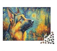 Berger Allemand dans Le verger sous Le Ciel étoilé Puzzles 1000 Pieces Jigsaw Puzzle Pet for Adults Anti-Stress 70x50cm/1000pcs