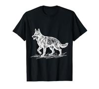Berger Allemand Dessin Au Trait Dessin Croquis T-Shirt Graphique avec Valeur