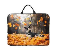 Berger Allemand et Feuilles Qui Tombent,Housse pour Ordinateur Portable 14 Pouces, Sacoche pour Ordinateur Portable, Mallette avec poignée