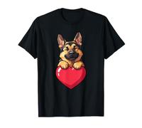 Berger Allemand étreignant Le cœur Rouge Chiot Valentine T-Shirt