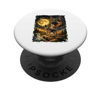 Berger Allemand Hurlant à la Lune drôle Nuit PopSockets PopGrip Adhésif