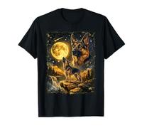 Berger Allemand Hurlant à la Lune drôle Nuit T-Shirt