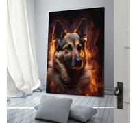 Berger allemand, images murales de feu, impressions de salon pour occasions spéciales, art mural moderne 16x24 pouces (40x60 cm)
