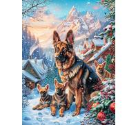 Berger Allemand mère et Son Chiot 1000 Pieces Casse-tête Débutant en Carton Anti-Déchirure Animal de compagnies Facile Apprentissage Loisir Créatif Décoration Murale Petit Prix Pas Cher 1000 PCS