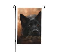 Berger allemand noir Bokeh Automne allemand,Drapeau de jardin décoratif double face pour intérieur et extérieur, 30 x 45 cm