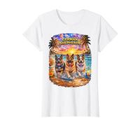 Berger Allemand Plage drôle été Chiot Amoureux Tropical Coucher de Soleil T-Shirt Graphique avec Valeur