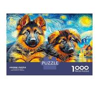 Berger Allemand Premium Carton 1000 Pièces Two Berger allemands Puzzle, Jeu Éducatif Adultes, Décompression, Cadeau & Décor Mural pour Enthousiastes 70x50cm/1000pcs