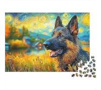 Berger Allemand Puzzle 1000 Pièces Loyal Bold Vivid Berger allemands Puzzle De Haute Qualité en Carton Écologique, Détente Et Concentration pour Adultes Et Enfants 70x50cm/1000pcs